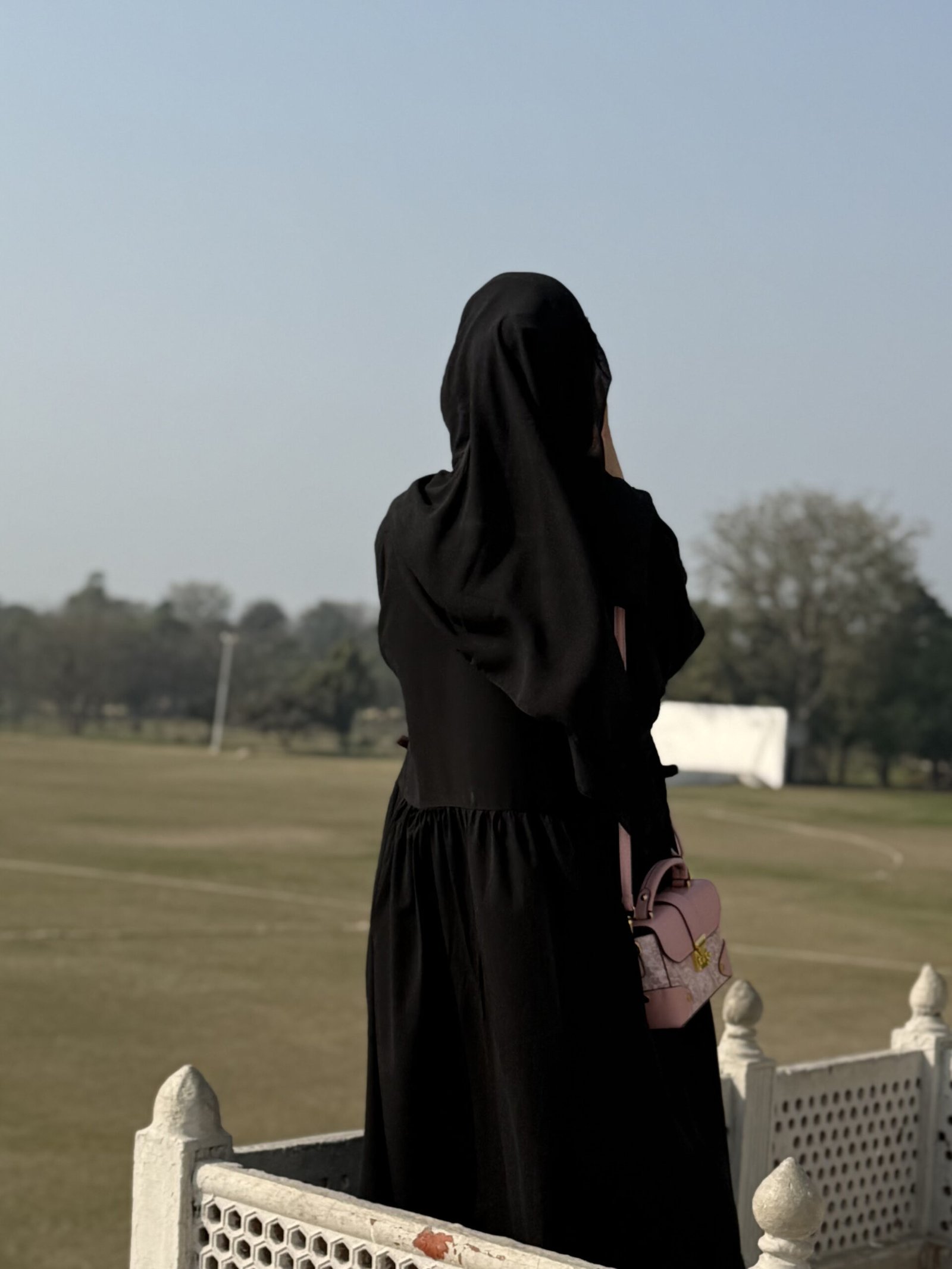 Black & Chocolate Brown Tone Contrast Abaya - Image 6