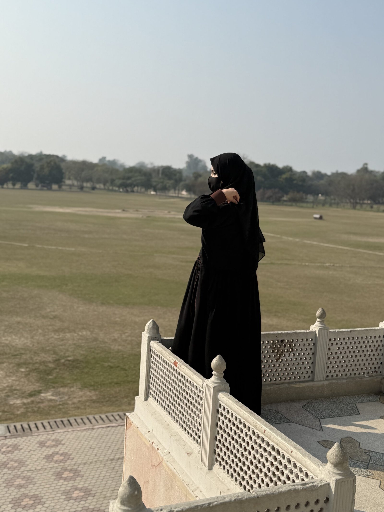 Black & Chocolate Brown Tone Contrast Abaya - Image 10