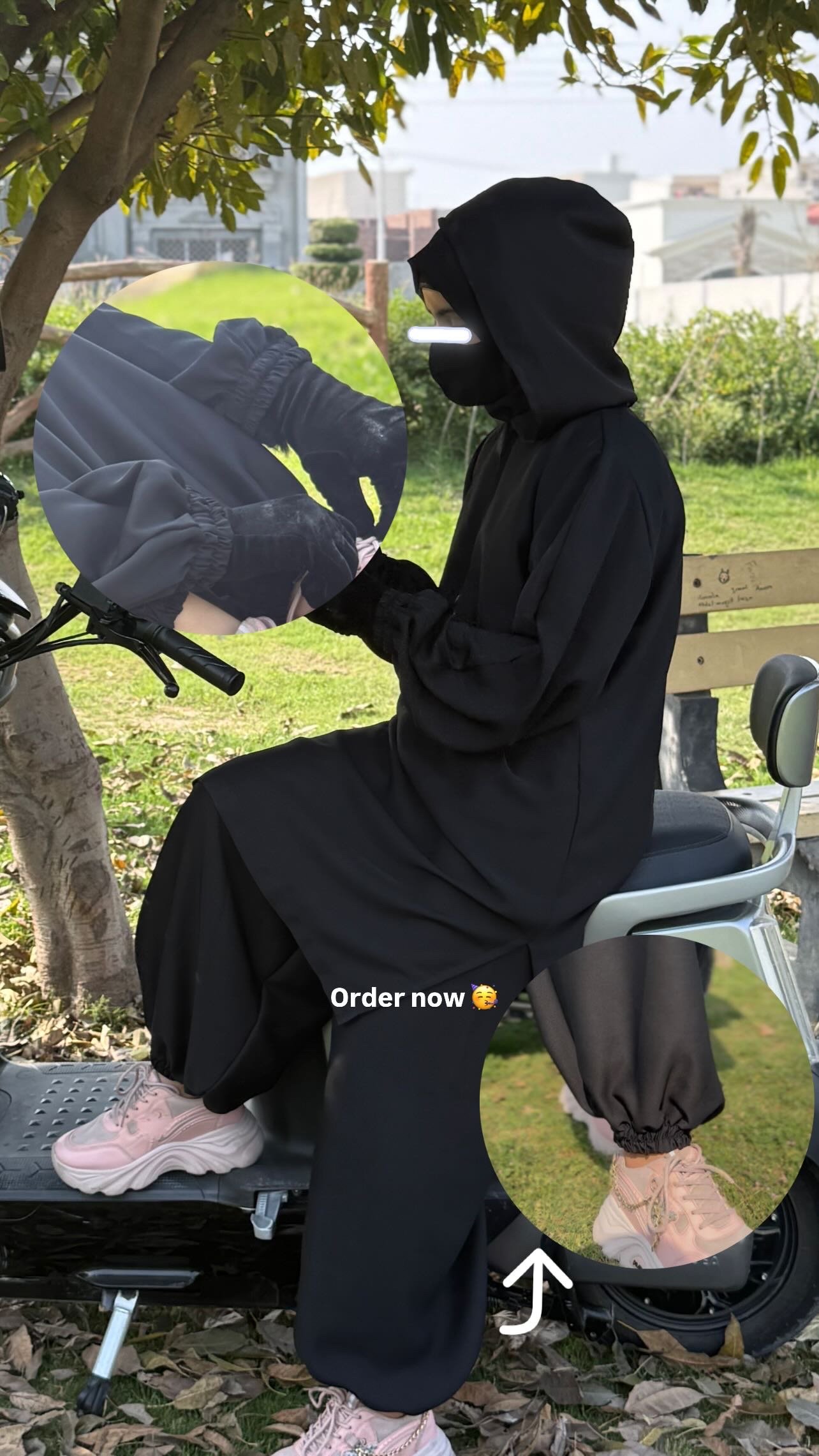 Onyx Rider: Premium Biker-Cut Modest Wear